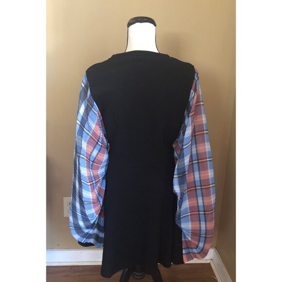 Opening Ceremony runway mini dress with pleated plaid statement barrel sleeves - Picture 8 of 9